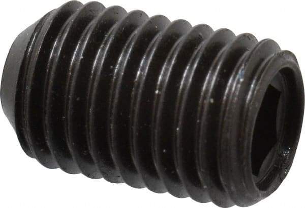 Made in USA - 5/16-24 UNF, 1/2" Length Under Head, Cup Point Set Screw - Grade 8 Alloy Steel, 5/32" Key - Americas Industrial Supply