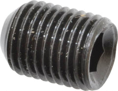 Made in USA - 3/8-24 UNF, 1/2" Length Under Head, Cup Point Set Screw - Grade 8 Alloy Steel, 3/16" Key - Americas Industrial Supply