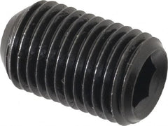 Made in USA - 3/8-24 UNF, 5/8" Length Under Head, Cup Point Set Screw - Grade 8 Alloy Steel, 3/16" Key - Americas Industrial Supply