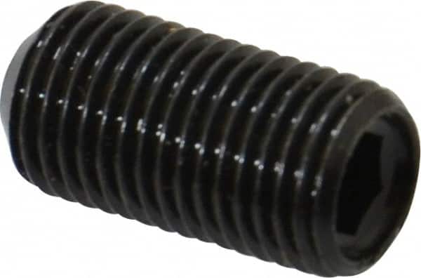 Made in USA - 3/8-24 UNF, 3/4" Length Under Head, Cup Point Set Screw - Grade 8 Alloy Steel, 3/16" Key - Americas Industrial Supply