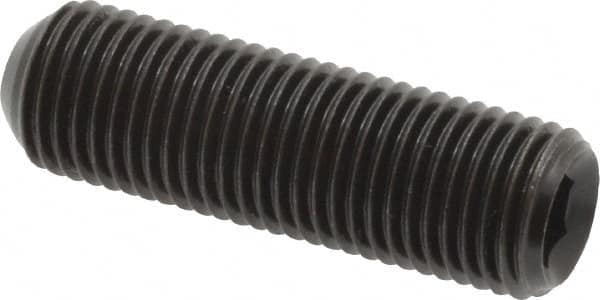 Made in USA - 3/8-24 UNF, 1-1/4" Length Under Head, Cup Point Set Screw - Grade 8 Alloy Steel, 3/16" Key - Americas Industrial Supply
