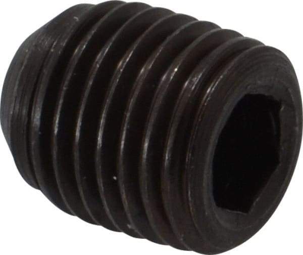 Made in USA - 7/16-20 UNF, 1/2" Length Under Head, Cup Point Set Screw - Grade 8 Alloy Steel, 7/32" Key - Americas Industrial Supply