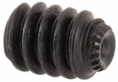Made in USA - #6-32 UNC, 3/16" Length Under Head, Knurled Cup Point Set Screw - Grade 8 Alloy Steel, 1/16" Key - Americas Industrial Supply
