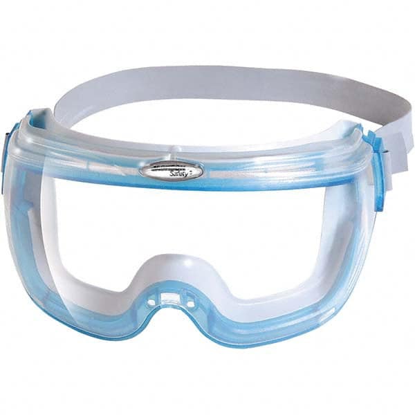KleenGuard - Size Universal, Clear Polycarbonate Anti-Fog & Scratch Resistant Lens, Safety Goggles - Indirect Vent, Blue Frame - Americas Industrial Supply