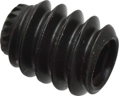 Made in USA - #10-24 UNC, 1/4" Length Under Head, Knurled Cup Point Set Screw - Grade 8 Alloy Steel, 3/32" Key - Americas Industrial Supply