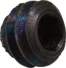 Made in USA - 1/4-20 UNC, 3/16" Length Under Head, Knurled Cup Point Set Screw - Grade 8 Alloy Steel, 1/8" Key - Americas Industrial Supply