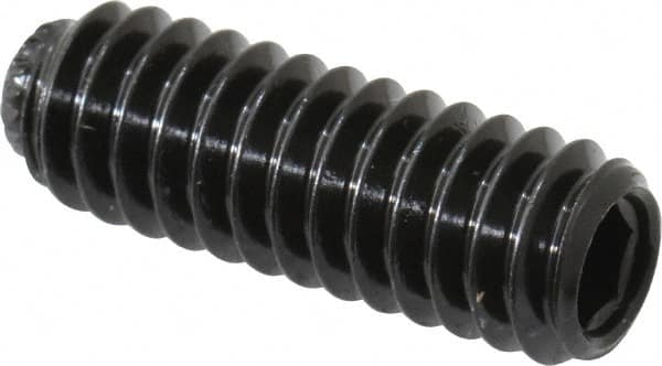Made in USA - 1/4-20 UNC, 3/4" Length Under Head, Knurled Cup Point Set Screw - Grade 8 Alloy Steel, 1/8" Key - Americas Industrial Supply