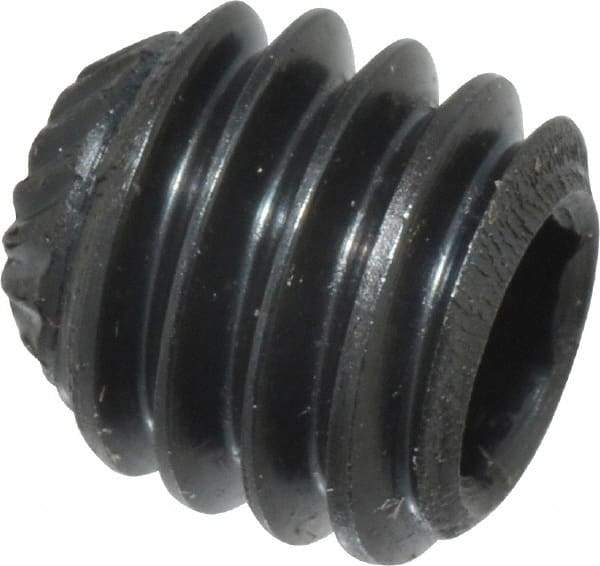 Made in USA - 5/16-18 UNC, 5/16" Length Under Head, Knurled Cup Point Set Screw - Grade 8 Alloy Steel, 5/32" Key - Americas Industrial Supply