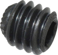 Made in USA - 5/16-18 UNC, 5/16" Length Under Head, Knurled Cup Point Set Screw - Grade 8 Alloy Steel, 5/32" Key - Americas Industrial Supply