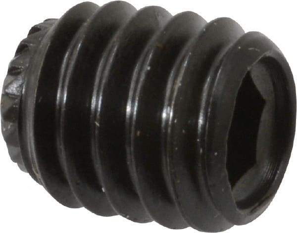 Made in USA - 5/16-18 UNC, 3/8" Length Under Head, Knurled Cup Point Set Screw - Grade 8 Alloy Steel, 5/32" Key - Americas Industrial Supply