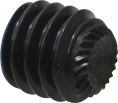 Made in USA - 3/8-18 UNC, 3/8" Length Under Head, Knurled Cup Point Set Screw - Grade 8 Alloy Steel, 3/16" Key - Americas Industrial Supply