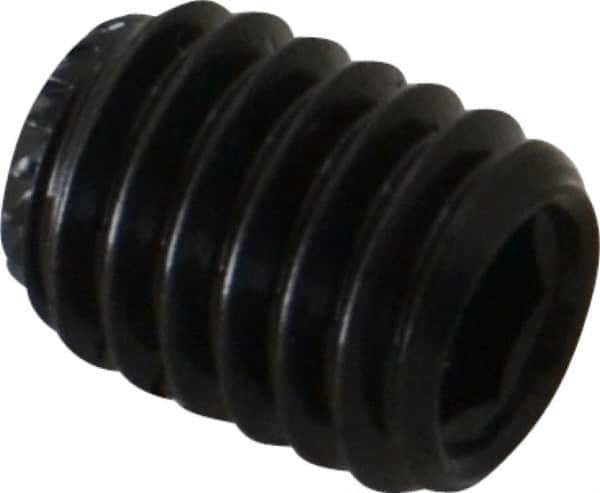 Made in USA - 3/8-18 UNC, 1/2" Length Under Head, Knurled Cup Point Set Screw - Grade 8 Alloy Steel, 3/16" Key - Americas Industrial Supply