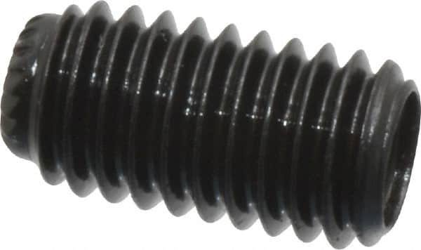 Made in USA - #10-32 UNF, 3/8" Length Under Head, Knurled Cup Point Set Screw - Grade 8 Alloy Steel, 3/32" Key - Americas Industrial Supply