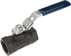 NIBCO - 1" Pipe, Reduced Port, Carbon Steel Standard Ball Valve - 1 Piece, Inline - One Way Flow, FNPT x FNPT Ends, Locking Lever Handle, 2,000 WOG - Americas Industrial Supply