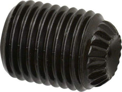 Made in USA - 3/8-24 UNF, 1/2" Length Under Head, Knurled Cup Point Set Screw - Grade 8 Alloy Steel, 3/16" Key - Americas Industrial Supply