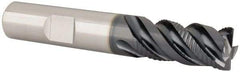 Iscar - 1/2" Diam, 1" LOC, 4 Flute Solid Carbide Roughing & Finishing Corner Chamfer End Mill - TiAlN Finish, 3" OAL, 1/2" Shank Diam, Weldon Shank, 45° Helix, Centercutting - Americas Industrial Supply