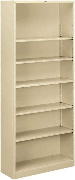 Hon - 6 Shelf, 81-1/8" High x 34-1/2" Wide Bookcase - 12-5/8" Deep, Steel, Putty - Americas Industrial Supply