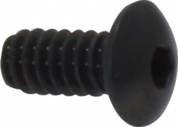 Made in USA - #4-40 UNC Hex Socket Drive, Button Screw - Alloy Steel, Black Oxide Finish, Fully Threaded, 1/4" Length Under Head - Americas Industrial Supply