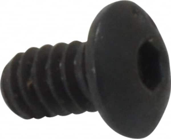 Made in USA - #6-32 UNC Hex Socket Drive, Button Screw - Alloy Steel, Black Oxide Finish, Fully Threaded, 1/4" Length Under Head - Americas Industrial Supply