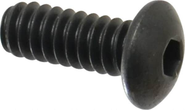 Made in USA - #6-32 UNC Hex Socket Drive, Button Screw - Alloy Steel, Black Oxide Finish, Fully Threaded, 3/8" Length Under Head - Americas Industrial Supply