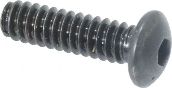 Made in USA - #6-32 UNC Hex Socket Drive, Button Screw - Alloy Steel, Black Oxide Finish, Fully Threaded, 1/2" Length Under Head - Americas Industrial Supply