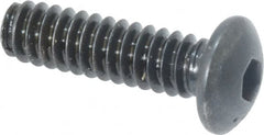 Made in USA - #6-32 UNC Hex Socket Drive, Button Screw - Alloy Steel, Black Oxide Finish, Fully Threaded, 1/2" Length Under Head - Americas Industrial Supply