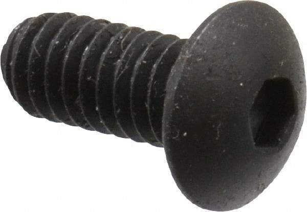 Made in USA - #8-32 UNC Hex Socket Drive, Button Screw - Alloy Steel, Black Oxide Finish, Fully Threaded, 3/8" Length Under Head - Americas Industrial Supply