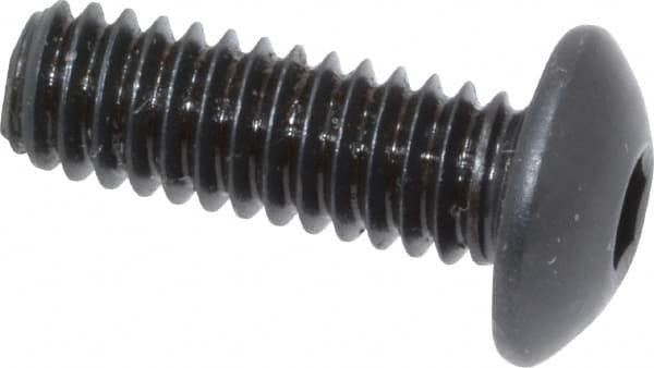 Made in USA - #8-32 UNC Hex Socket Drive, Button Screw - Alloy Steel, Black Oxide Finish, Fully Threaded, 1/2" Length Under Head - Americas Industrial Supply