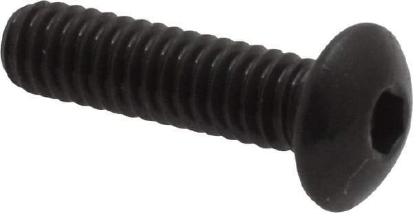 Made in USA - #8-32 UNC Hex Socket Drive, Button Screw - Alloy Steel, Black Oxide Finish, Fully Threaded, 5/8" Length Under Head - Americas Industrial Supply