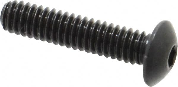 Made in USA - #8-32 UNC Hex Socket Drive, Button Screw - Alloy Steel, Black Oxide Finish, Fully Threaded, 3/4" Length Under Head - Americas Industrial Supply
