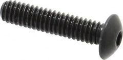Made in USA - #8-32 UNC Hex Socket Drive, Button Screw - Alloy Steel, Black Oxide Finish, Fully Threaded, 3/4" Length Under Head - Americas Industrial Supply