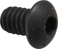 Made in USA - 1/4-20 UNC Hex Socket Drive, Button Screw - Alloy Steel, Black Oxide Finish, Fully Threaded, 3/8" Length Under Head - Americas Industrial Supply