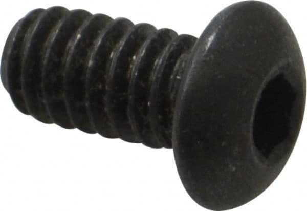 Made in USA - 1/4-20 UNC Hex Socket Drive, Button Screw - Alloy Steel, Black Oxide Finish, Fully Threaded, 1/2" Length Under Head - Americas Industrial Supply