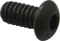 Made in USA - 1/4-20 UNC Hex Socket Drive, Button Screw - Alloy Steel, Black Oxide Finish, Fully Threaded, 1/2" Length Under Head - Americas Industrial Supply