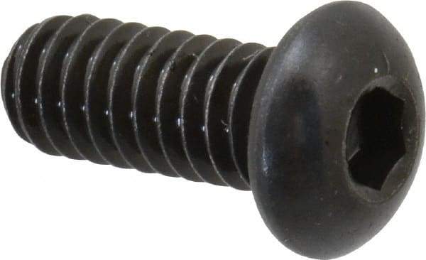 Made in USA - 1/4-20 UNC Hex Socket Drive, Button Screw - Alloy Steel, Black Oxide Finish, Fully Threaded, 5/8" Length Under Head - Americas Industrial Supply