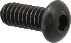 Made in USA - 1/4-20 UNC Hex Socket Drive, Button Screw - Alloy Steel, Black Oxide Finish, Fully Threaded, 5/8" Length Under Head - Americas Industrial Supply