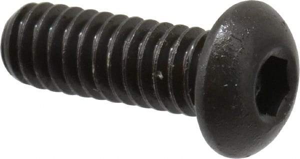 Made in USA - 1/4-20 UNC Hex Socket Drive, Button Screw - Alloy Steel, Black Oxide Finish, Fully Threaded, 3/4" Length Under Head - Americas Industrial Supply