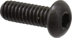 Made in USA - 1/4-20 UNC Hex Socket Drive, Button Screw - Alloy Steel, Black Oxide Finish, Fully Threaded, 3/4" Length Under Head - Americas Industrial Supply