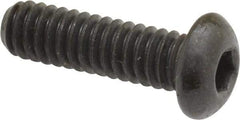 Made in USA - 1/4-20 UNC Hex Socket Drive, Button Screw - Alloy Steel, Black Oxide Finish, Fully Threaded, 7/8" Length Under Head - Americas Industrial Supply