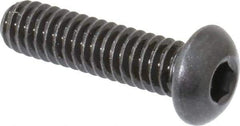Made in USA - 1/4-20 UNC Hex Socket Drive, Button Screw - Alloy Steel, Black Oxide Finish, Fully Threaded, 1" Length Under Head - Americas Industrial Supply