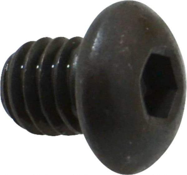Made in USA - 5/16-18 UNC Hex Socket Drive, Button Screw - Alloy Steel, Black Oxide Finish, Fully Threaded, 3/8" Length Under Head - Americas Industrial Supply
