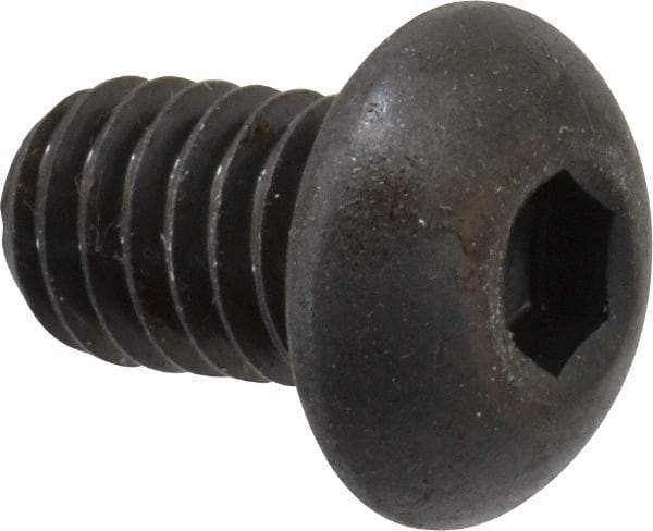 Made in USA - 5/16-18 UNC Hex Socket Drive, Button Screw - Alloy Steel, Black Oxide Finish, Fully Threaded, 1/2" Length Under Head - Americas Industrial Supply