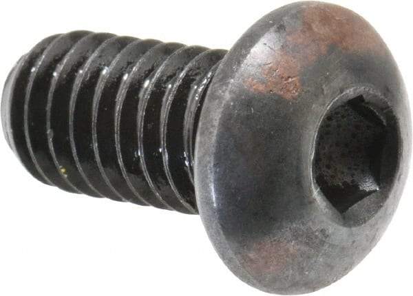 Made in USA - 5/16-18 UNC Hex Socket Drive, Button Screw - Alloy Steel, Black Oxide Finish, Fully Threaded, 5/8" Length Under Head - Americas Industrial Supply