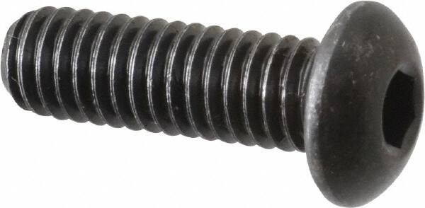 Made in USA - 5/16-18 UNC Hex Socket Drive, Button Screw - Alloy Steel, Black Oxide Finish, Fully Threaded, 1" Length Under Head - Americas Industrial Supply