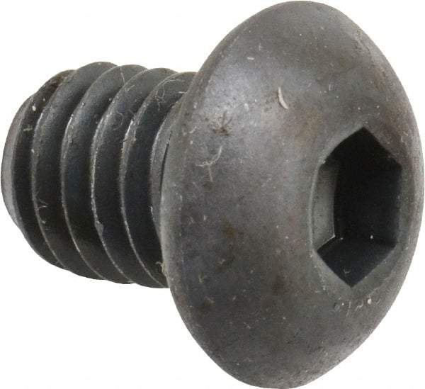 Made in USA - 3/8-16 UNC Hex Socket Drive, Button Screw - Alloy Steel, Black Oxide Finish, Fully Threaded, 1/2" Length Under Head - Americas Industrial Supply