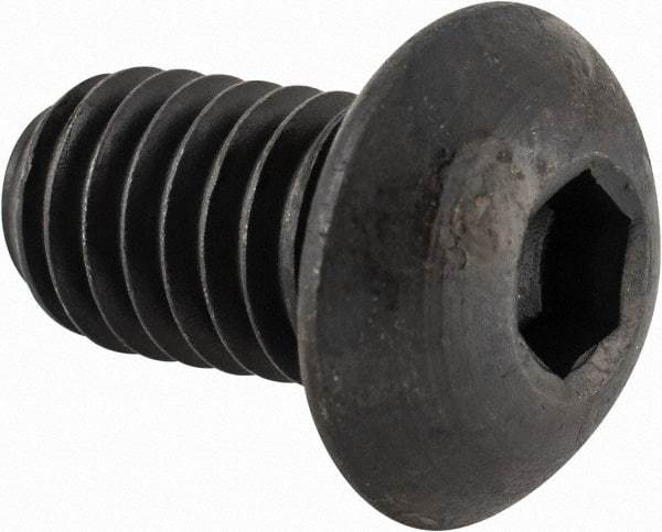 Made in USA - 3/8-16 UNC Hex Socket Drive, Button Screw - Alloy Steel, Black Oxide Finish, Fully Threaded, 5/8" Length Under Head - Americas Industrial Supply