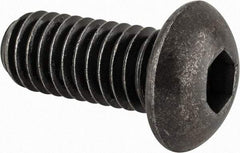 Made in USA - 3/8-16 UNC Hex Socket Drive, Button Screw - Alloy Steel, Black Oxide Finish, Fully Threaded, 7/8" Length Under Head - Americas Industrial Supply