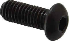 Made in USA - 3/8-16 UNC Hex Socket Drive, Button Screw - Alloy Steel, Black Oxide Finish, Fully Threaded, 1" Length Under Head - Americas Industrial Supply