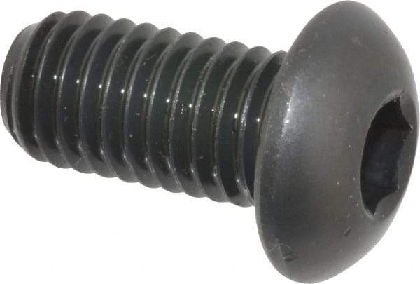 Made in USA - 1/2-13 UNC Hex Socket Drive, Button Screw - Alloy Steel, Black Oxide Finish, Fully Threaded, 1" Length Under Head - Americas Industrial Supply