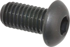 Made in USA - 1/2-13 UNC Hex Socket Drive, Button Screw - Alloy Steel, Black Oxide Finish, Fully Threaded, 1" Length Under Head - Americas Industrial Supply